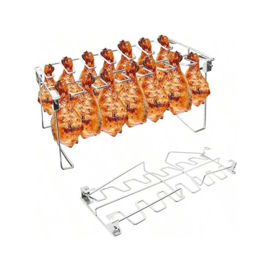 2 Packs Grill Rack, Chicken Leg And Wing Rack, 14 Slots Chicken Drumsticks Holder, Stainless Steel Roaster Stand Smoker Grill,
2 Packs Grill Rack, Chicken Leg And Wing Rack, 14 Slots Chicken Drumsticks Holder, Stainless Steel Roaster Stand Smoker Grill,