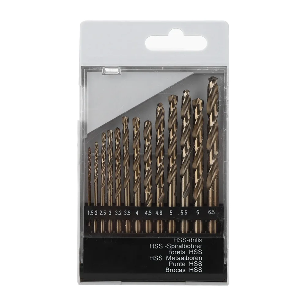 13pcs M35 Cobalt Steel Twist Drill Bit Set High Speed Steel HSS 1/16"-1/4"(1.0-6.5mm) Drill Bit Set Straight Shank
13pcs M35 Cobalt Steel Twist Drill Bit Set High Speed Steel HSS 1/16"-1/4"(1.0-6.5mm) Drill Bit Set Straight Shank