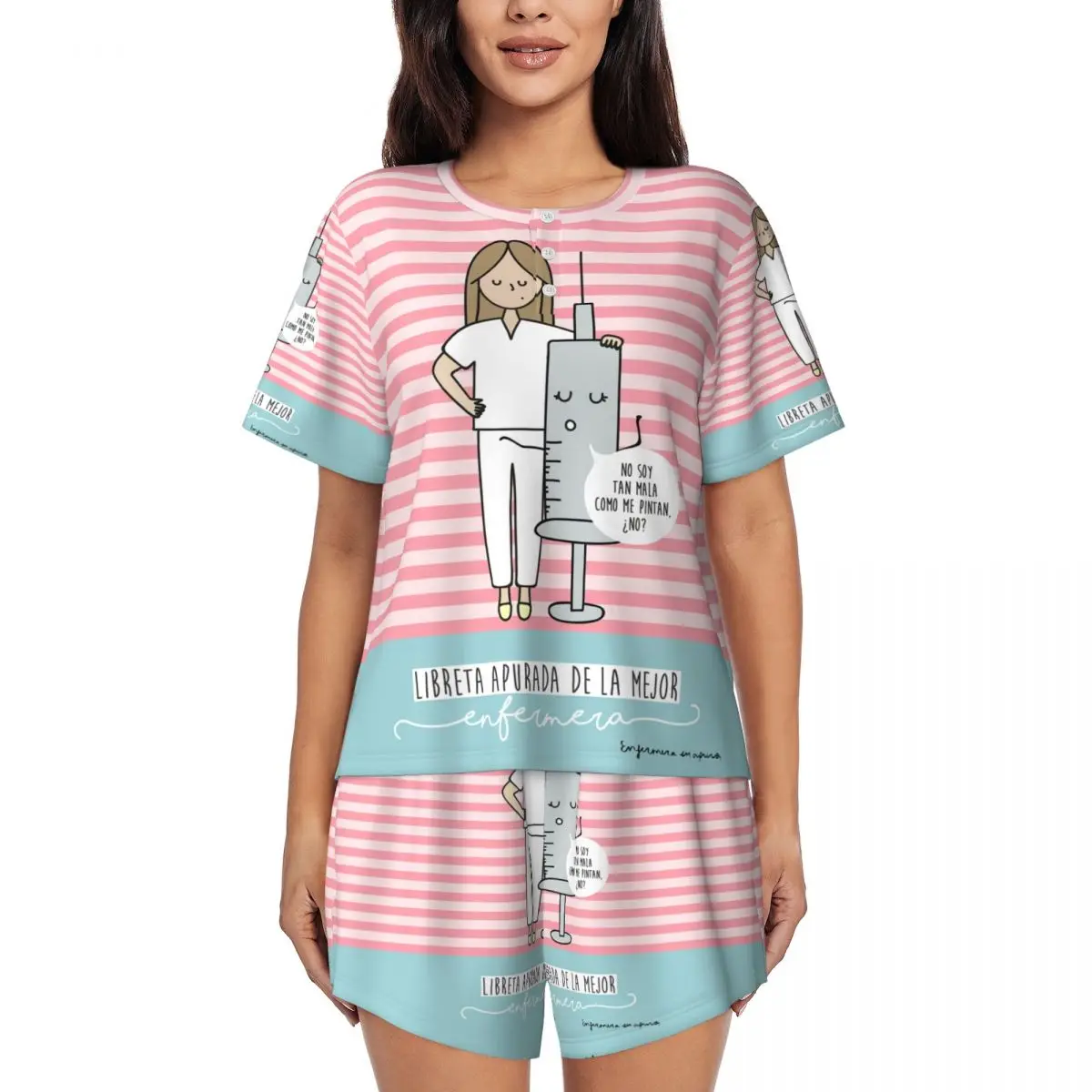 Womens Cartoon Ladies Nurse Doctor Printed Pajamas Set Custom Printed Two-piece Pj Sets Short Sleeve Sleepwear Loungewear
Womens Cartoon Ladies Nurse Doctor Printed Pajamas Set Custom Printed Two-piece Pj Sets Short Sleeve Sleepwear Loungewear