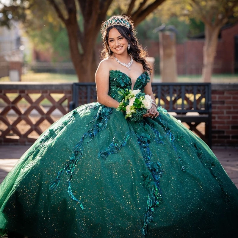 Blackish Green Shiny Quinceanera Dresses Ball Gown Off The Shoulder Applique Lace Beads Tull Party Birthday Sweet 16 Dress Vesti
Blackish Green Shiny Quinceanera Dresses Ball Gown Off The Shoulder Applique Lace Beads Tull Party Birthday Sweet 16 Dress Vesti