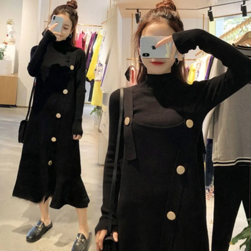Plus Size Maternity Clothes Set for Autumn Winter Long Sleeve Sweater Buttons Strap Dress Office Lady Dress Suits Fishtail Dress
Plus Size Maternity Clothes Set for Autumn Winter Long Sleeve Sweater Buttons Strap Dress Office Lady Dress Suits Fishtail Dress