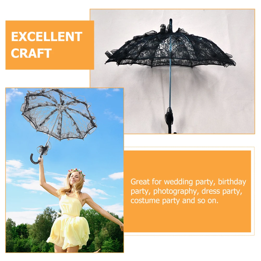 Black 56cm Length 58cm Diameter Lace Umbrella Props Decorative Bridal Parasol Kids Dance Wedding Photo Beach Necessities
Black 56cm Length 58cm Diameter Lace Umbrella Props Decorative Bridal Parasol Kids Dance Wedding Photo Beach Necessities