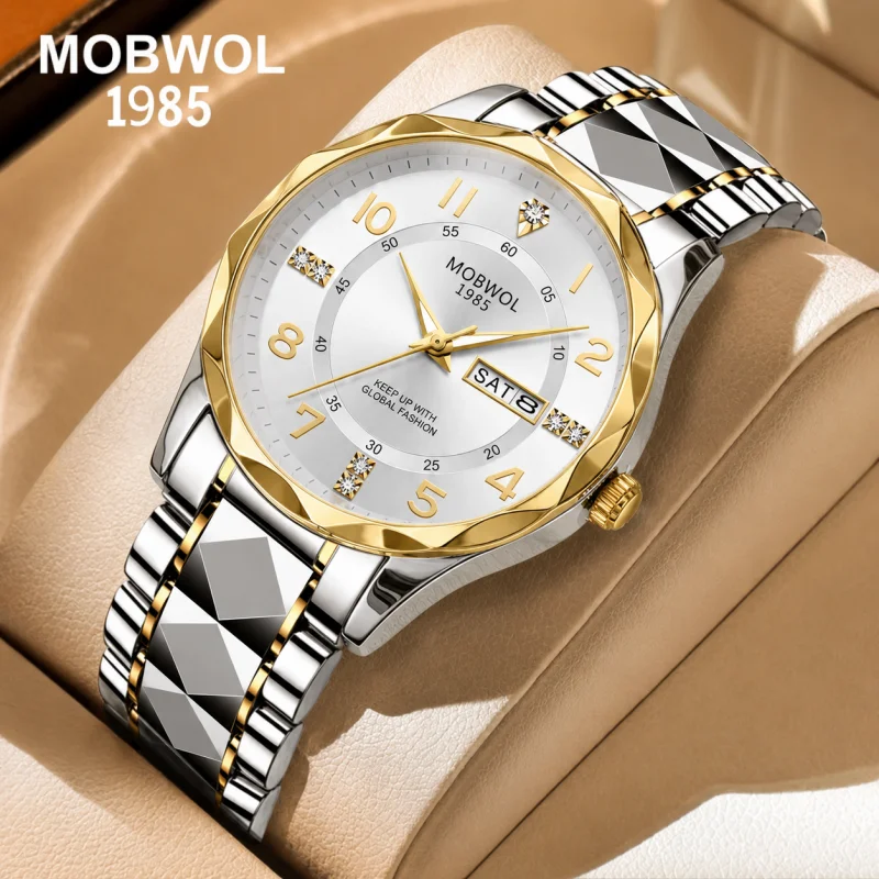 MOBWOL 1985 Men's Watches Classic Business Original Quartz Watch for Man Stainless Steel Luminous Waterproof Calendar Reloj
MOBWOL 1985 Men's Watches Classic Business Original Quartz Watch for Man Stainless Steel Luminous Waterproof Calendar Reloj