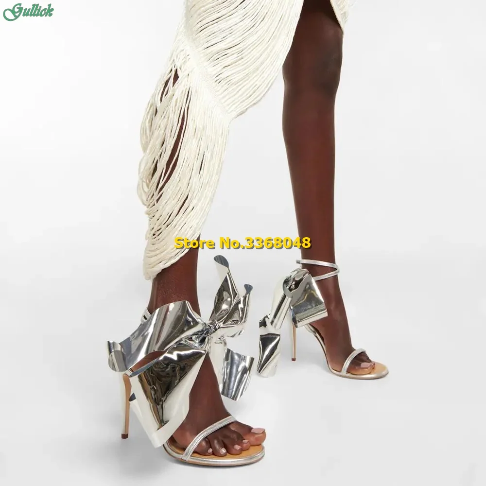 Silver Metallic Bow Sandals Open Toe Thin High Heel Slim Strap Summer 2024 Women Shoes Handmade Runway Party Sandals
Silver Metallic Bow Sandals Open Toe Thin High Heel Slim Strap Summer 2024 Women Shoes Handmade Runway Party Sandals