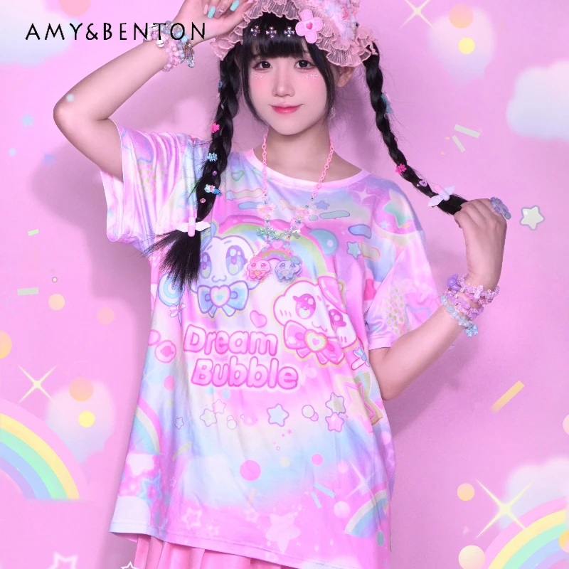 Original Design Full Print Fairy Style Loose Women's T-Shirt Japanese Summer New Sweet Cute Versatile Round Neck T-Shirts Ladies
Original Design Full Print Fairy Style Loose Women's T-Shirt Japanese Summer New Sweet Cute Versatile Round Neck T-Shirts Ladies