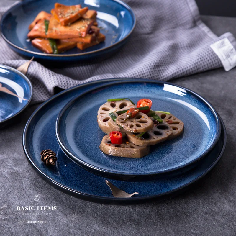 Japanese Blue Kiln Ceramic Steak Plate Multipurpose Snack Salad Pasta Dinner Plates Household Kitchen Resturant Hotel Tableware
Japanese Blue Kiln Ceramic Steak Plate Multipurpose Snack Salad Pasta Dinner Plates Household Kitchen Resturant Hotel Tableware