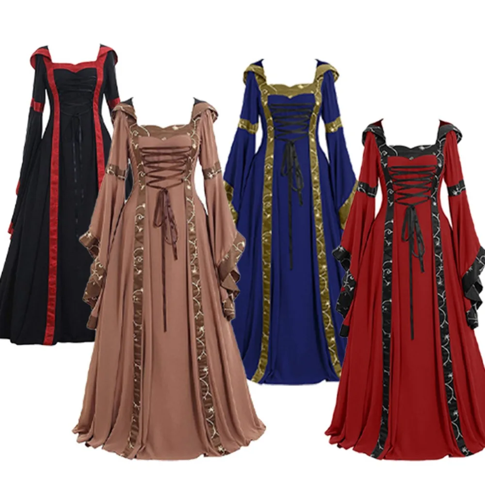 Retro Court Style Hit! European & American Women's Medieval Hooded Dress, Square Neck Bell Sleeves Maxi Skirt
Retro Court Style Hit! European & American Women's Medieval Hooded Dress, Square Neck Bell Sleeves Maxi Skirt
