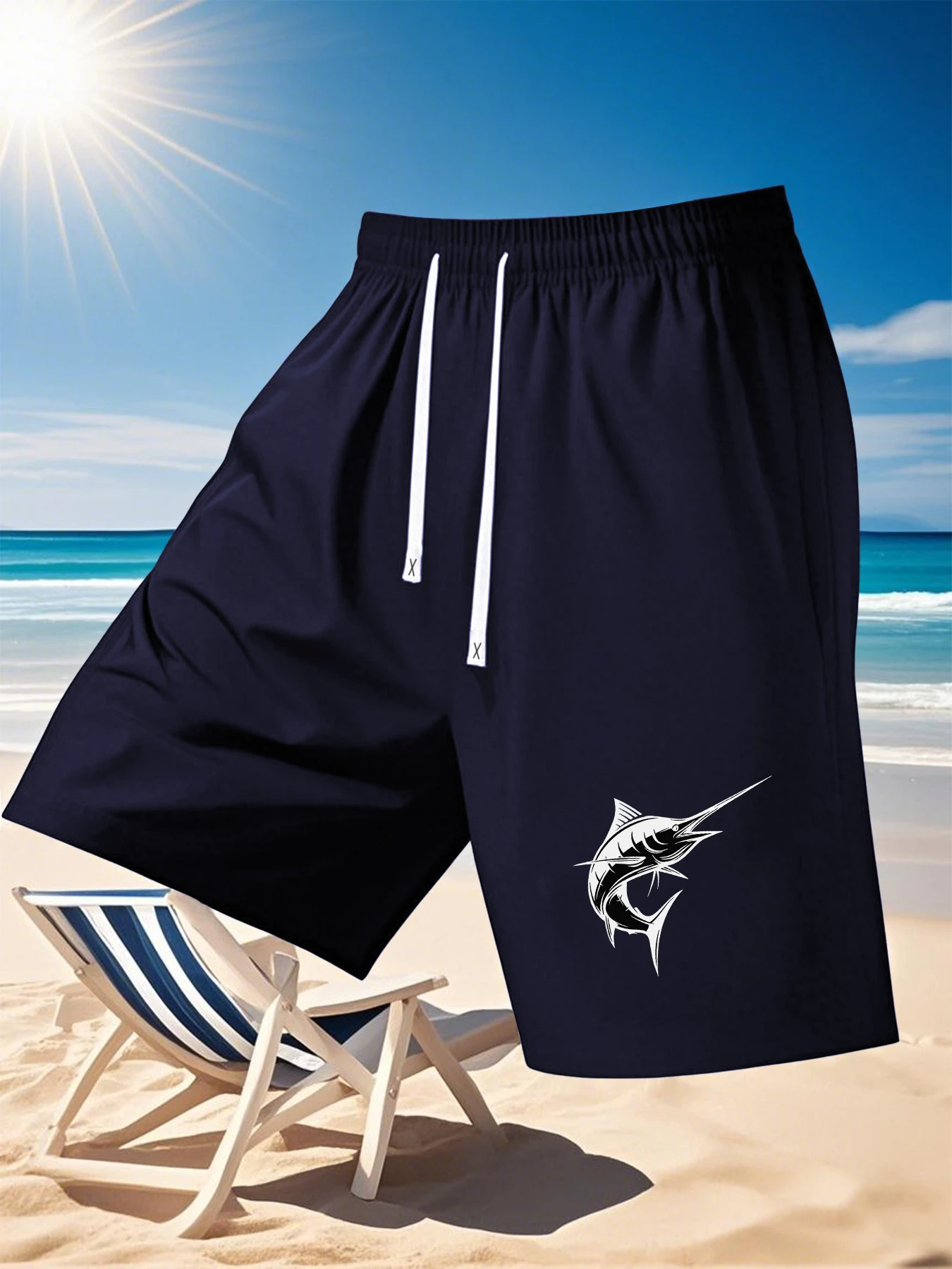 Men'S Casual Sports Shorts Featuring A Swordfish Pattern, Made of Polyester, Perfect for Summer Trips, Beach Vacations
Men'S Casual Sports Shorts Featuring A Swordfish Pattern, Made of Polyester, Perfect for Summer Trips, Beach Vacations