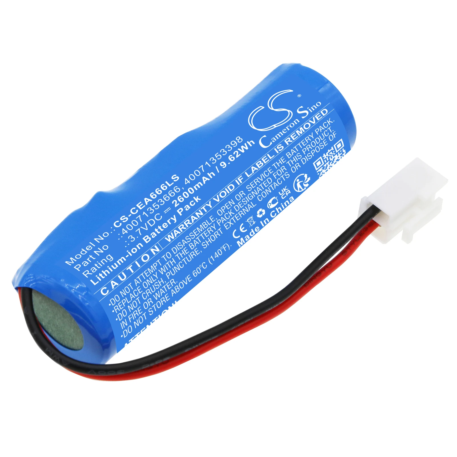 Li-ion Emergency Lighting Battery for CEAG, 3.7V, 2600mAh, Compatible Models: Emergency Light, Safety Light
Li-ion Emergency Lighting Battery for CEAG, 3.7V, 2600mAh, Compatible Models: Emergency Light, Safety Light