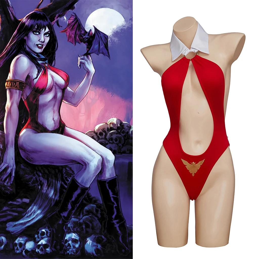 Vampirella Cosplay Costume Sexy Women Red Cutout Bodysuit Halloween Vampire Disguise Halter Neck Bikini Lingerie Jumpsuit
Vampirella Cosplay Costume Sexy Women Red Cutout Bodysuit Halloween Vampire Disguise Halter Neck Bikini Lingerie Jumpsuit