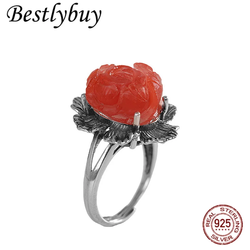 NEW S925 Silver Fashionable Inlaid Red Agate handmade Relief Flower Exaggerated Ring Women's Retro Style High-end Jewelry
NEW S925 Silver Fashionable Inlaid Red Agate handmade Relief Flower Exaggerated Ring Women's Retro Style High-end Jewelry
