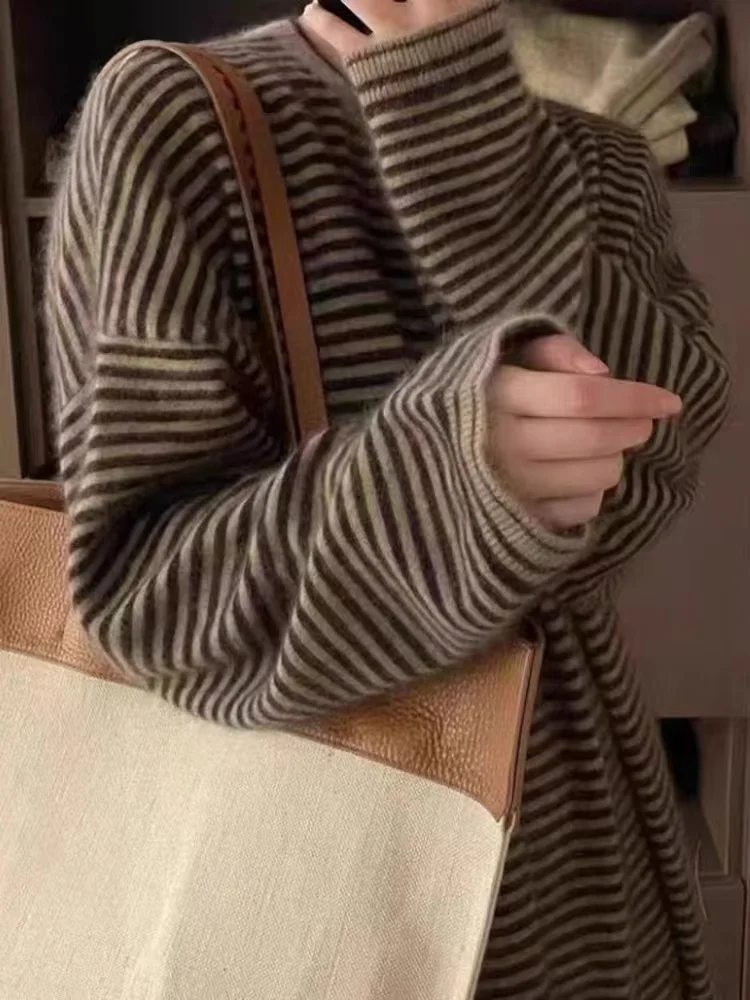 Lazy and comfortable 100% pure cashmere straight striped dress Joker knit bottoming shirt sweater skirt in autumn and winter
Lazy and comfortable 100% pure cashmere straight striped dress Joker knit bottoming shirt sweater skirt in autumn and winter