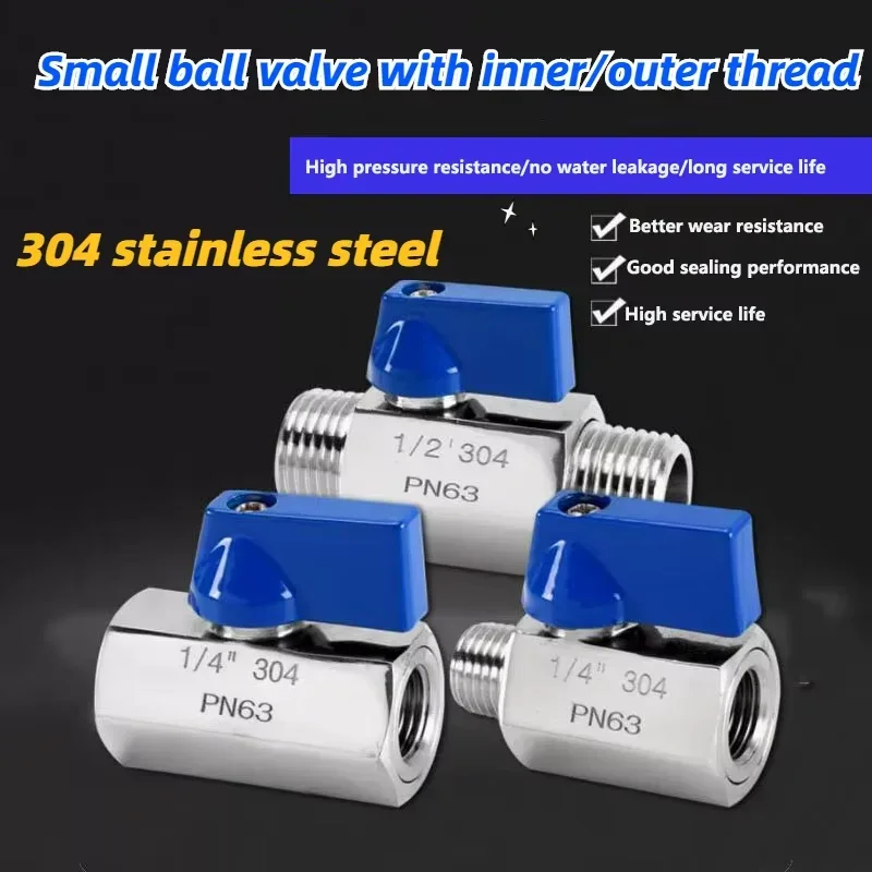 304 Stainless Steel Double Outer and Inner Wire Mini Ball Valve 1/8 "1/4" 3/8 "1/2" 3/4 "1" Switch Valve with Blue Handle
304 Stainless Steel Double Outer and Inner Wire Mini Ball Valve 1/8 "1/4" 3/8 "1/2" 3/4 "1" Switch Valve with Blue Handle