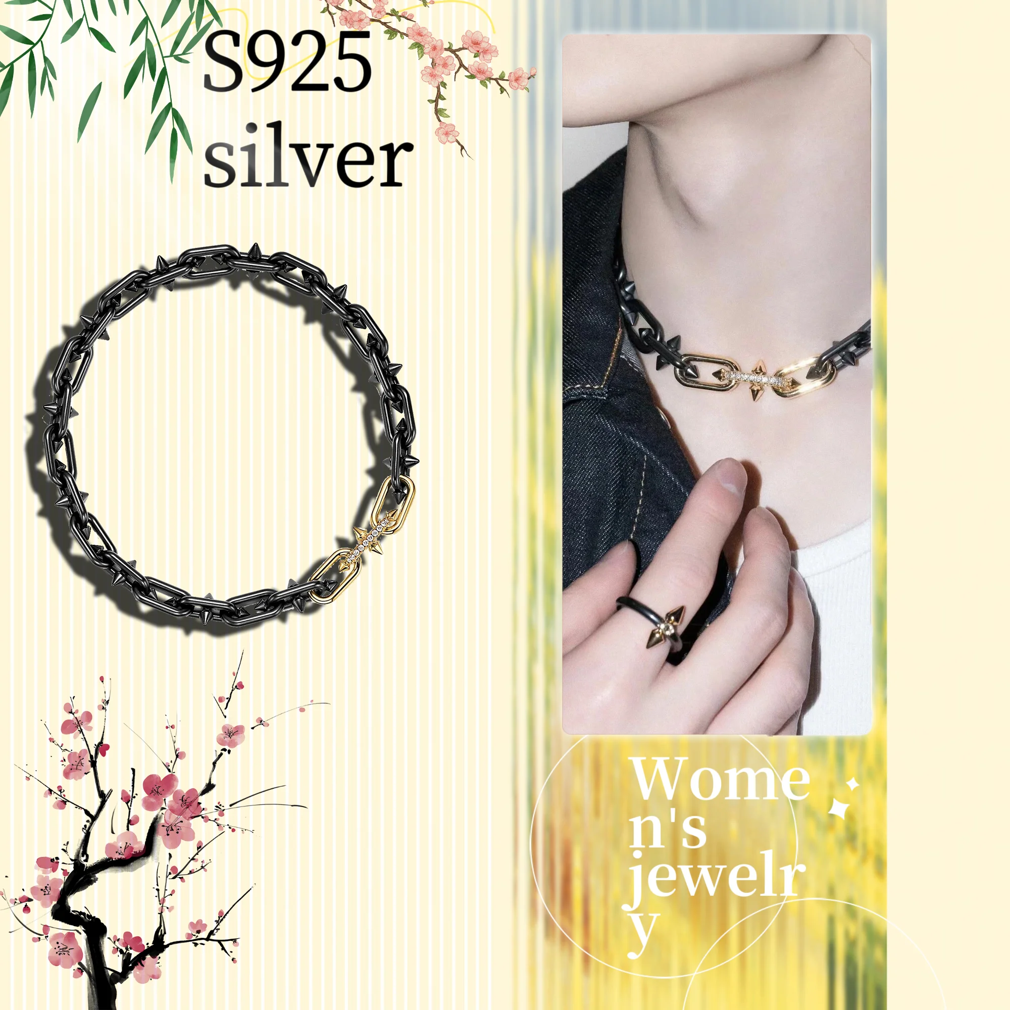 Solid silver S925 men's jewelry, barbed hollow necklace, worn at parties and given as a holiday gift to boyfriend
Solid silver S925 men's jewelry, barbed hollow necklace, worn at parties and given as a holiday gift to boyfriend