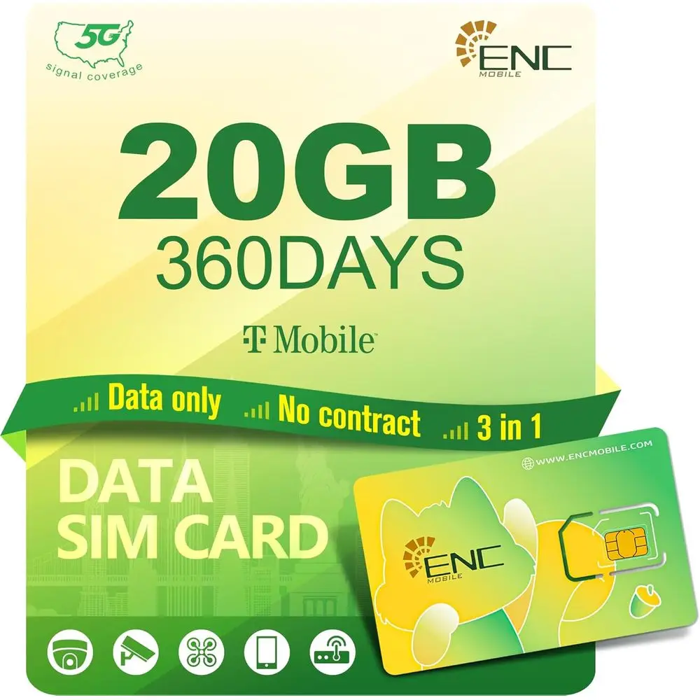 Prepaid 20GB Data SIM Card for 360 Days, 5G/4G LTE, Compatible with Security Cameras, Hotspots, Routers, and Tablets in the USA
Prepaid 20GB Data SIM Card for 360 Days, 5G/4G LTE, Compatible with Security Cameras, Hotspots, Routers, and Tablets in the USA