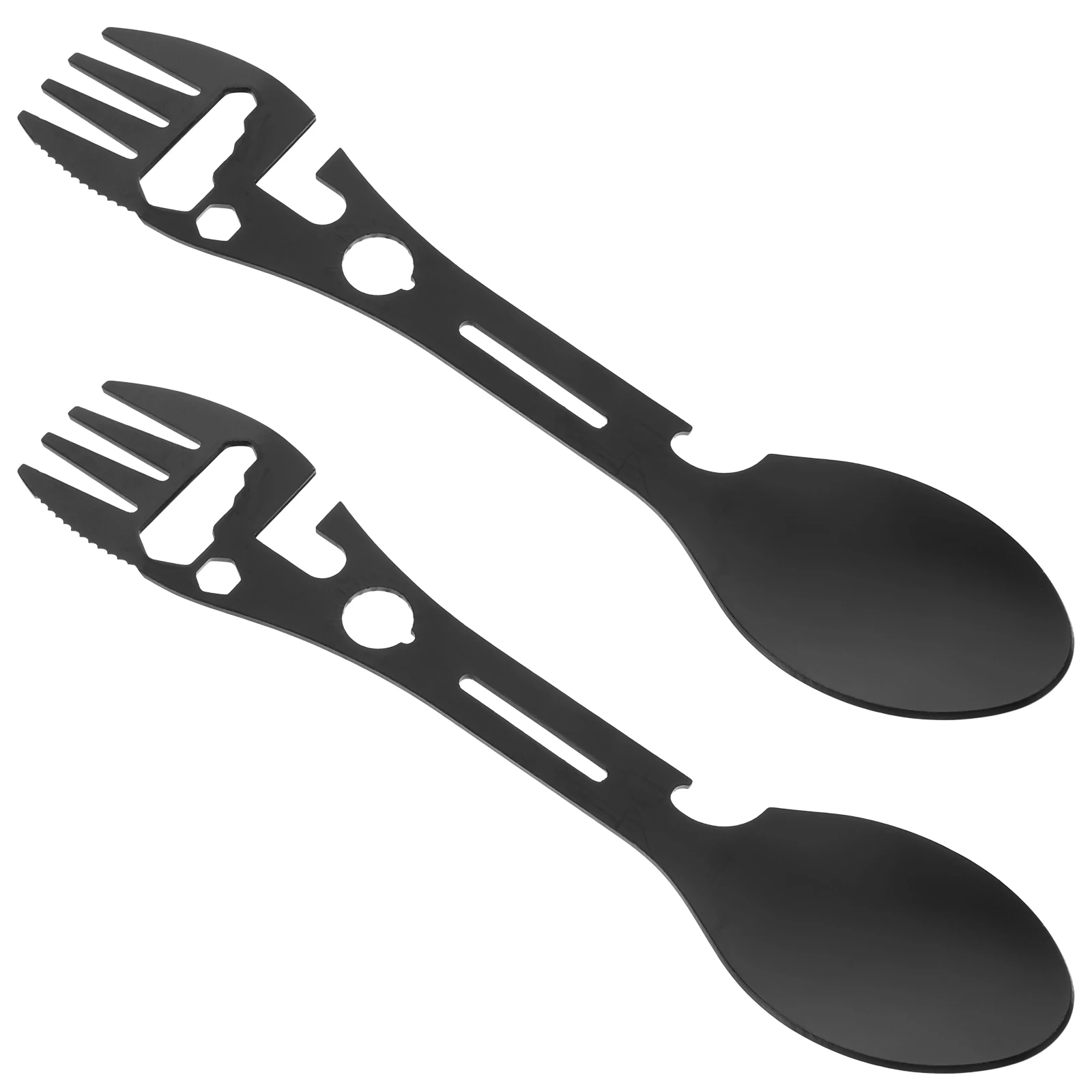 2pcs Camping Cutlery Stainless Steel Spork Fork Spoon Bottle Opener Portable Outdoor Kitchen Utensils Lightweight Durable Black
2pcs Camping Cutlery Stainless Steel Spork Fork Spoon Bottle Opener Portable Outdoor Kitchen Utensils Lightweight Durable Black
