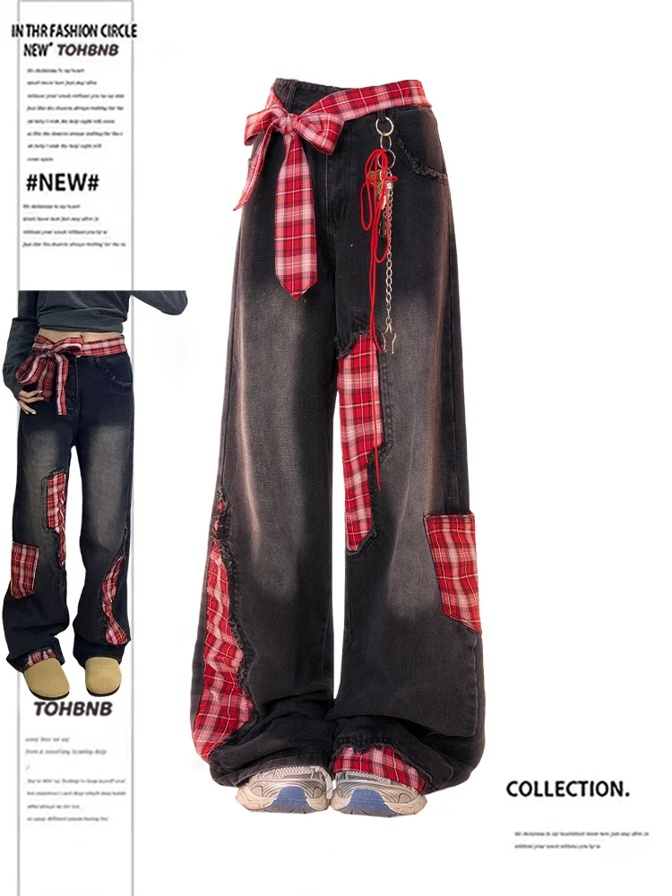 plus Size Women's Bla Denim Jeans High Waist Wide Leg Pants Belted Patchwork Spring New Sle Slimming Loose Fit Trousers
plus Size Women's Bla Denim Jeans High Waist Wide Leg Pants Belted Patchwork Spring New Sle Slimming Loose Fit Trousers