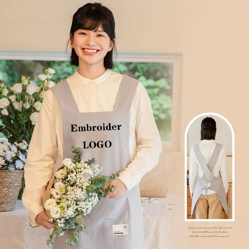 Модный хлопковый фартук с вышивкой по индивидуальному заказу, ресторан, чай с молоком, магазин, кафе, выпечка, женская рабочая одежда, оптовая продажа, фартук
Модный хлопковый фартук с вышивкой по индивидуальному заказу, ресторан, чай с молоком, магазин, кафе, выпечка, женская рабочая одежда, оптовая продажа, фартук