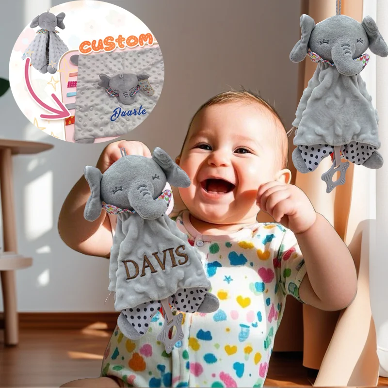 Personalized Baby Elephant Security Blanket with Organic Cotton Silicone Teether Hypoallergenic Newborn Shower Gifts
Personalized Baby Elephant Security Blanket with Organic Cotton Silicone Teether Hypoallergenic Newborn Shower Gifts