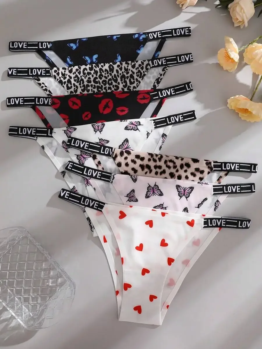 7pcs Women Seamless Low Rise Hipster Panties With Butterfly Leopard Heart Letter Print
7pcs Women Seamless Low Rise Hipster Panties With Butterfly Leopard Heart Letter Print