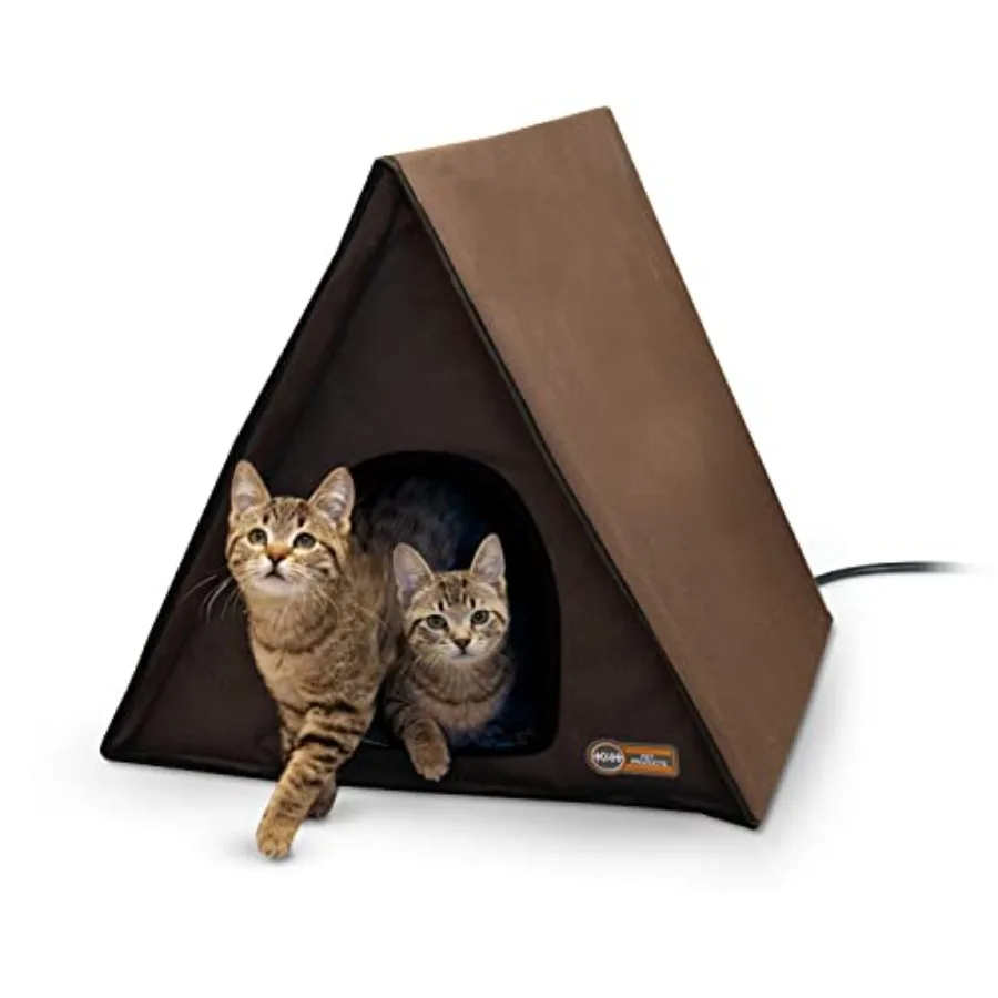 Outdoor Multi-Kitty A-Frame Heated Cat House Chocolate Brown Insulated Durable Fabric Keeps Cats Warm in Cold Weather
Outdoor Multi-Kitty A-Frame Heated Cat House Chocolate Brown Insulated Durable Fabric Keeps Cats Warm in Cold Weather