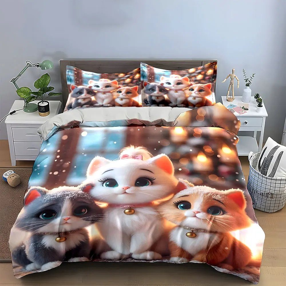 Cute Cat Trio Winter Decoration Bedding Set with 1 Duvet Cover 2 Pillowcases Single Double King Queen, Gift
Cute Cat Trio Winter Decoration Bedding Set with 1 Duvet Cover 2 Pillowcases Single Double King Queen, Gift