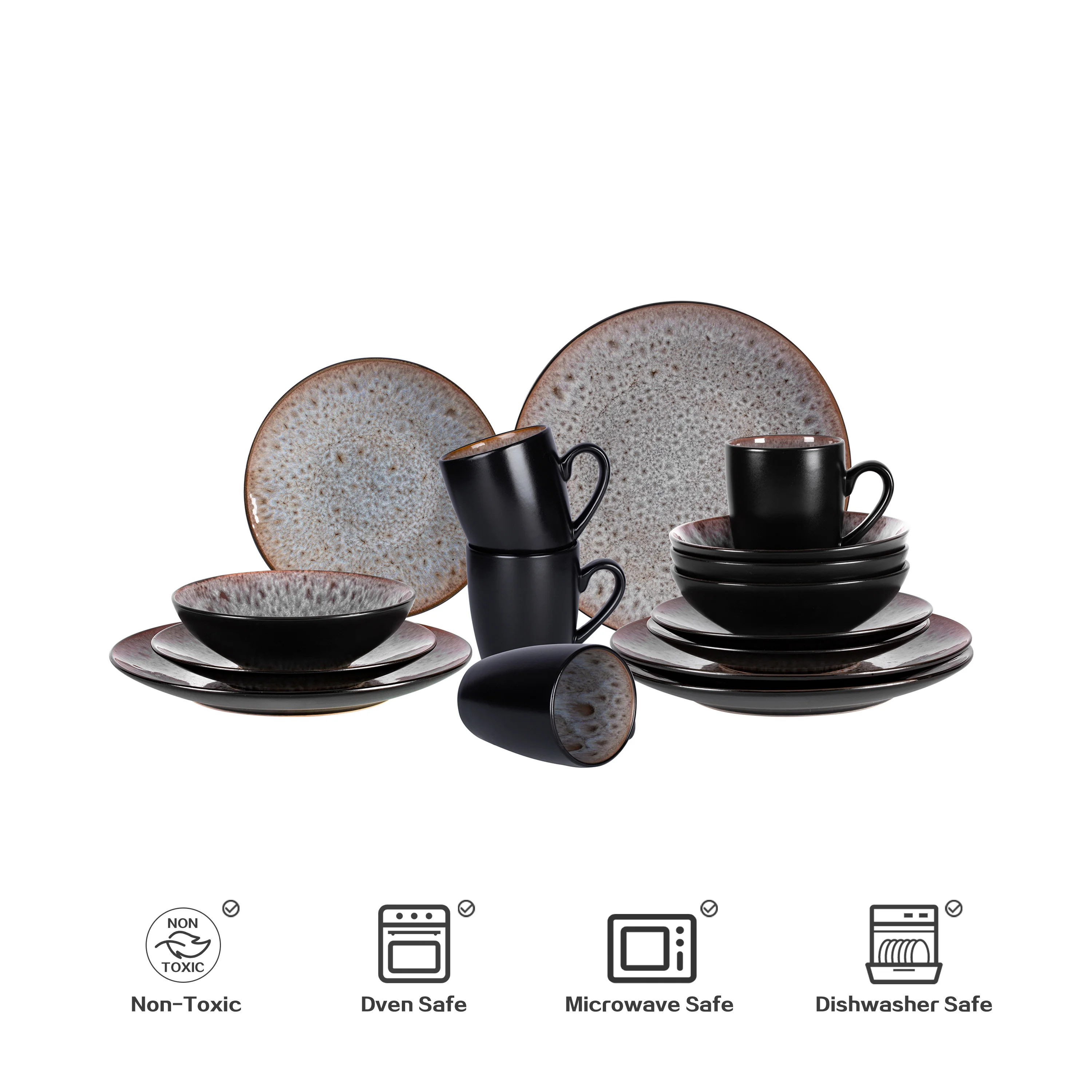 16 Pieces Reactive Glaze Stoneware Round Shape Beige Color Morden Style Dinnerware Set FOR 4,10.5 inch Dinner Plate, 8 inch Salad Plate, 7 inch Cereal Bowl & 13oz Mug For Family, Party & Camping
16 Pieces Reactive Glaze Stoneware Round Shape Beige Color Morden Style Dinnerware Set FOR 4,10.5 inch Dinner Plate, 8 inch Salad Plate, 7 inch Cereal Bowl & 13oz Mug For Family, Party & Camping