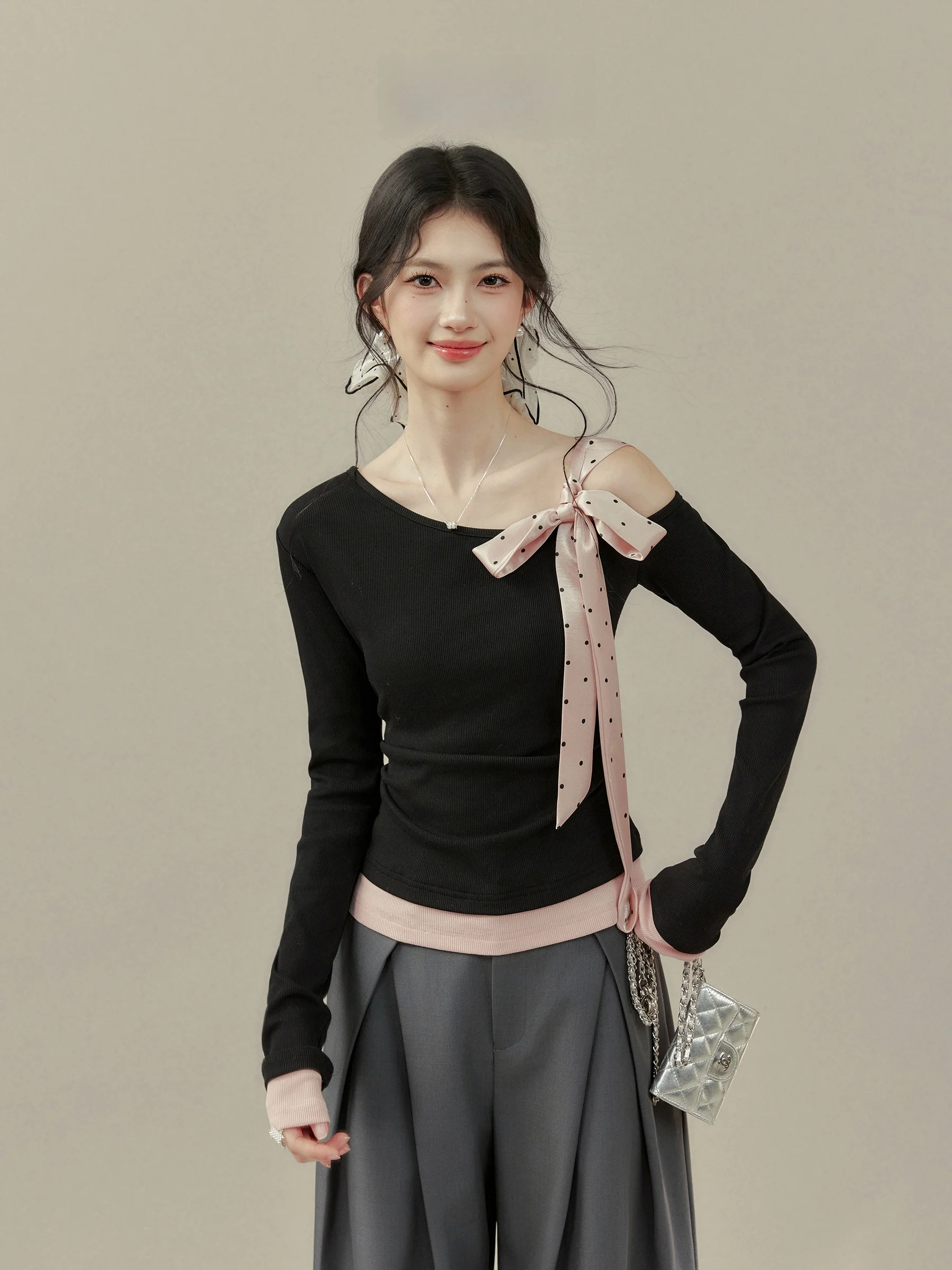 Xiao Fat "Bra Anne" Women's T-shirt Spring Base Layer Slant Shoulder Top plus Size Casual Style Long Sleeve round Neck
Xiao Fat "Bra Anne" Women's T-shirt Spring Base Layer Slant Shoulder Top plus Size Casual Style Long Sleeve round Neck