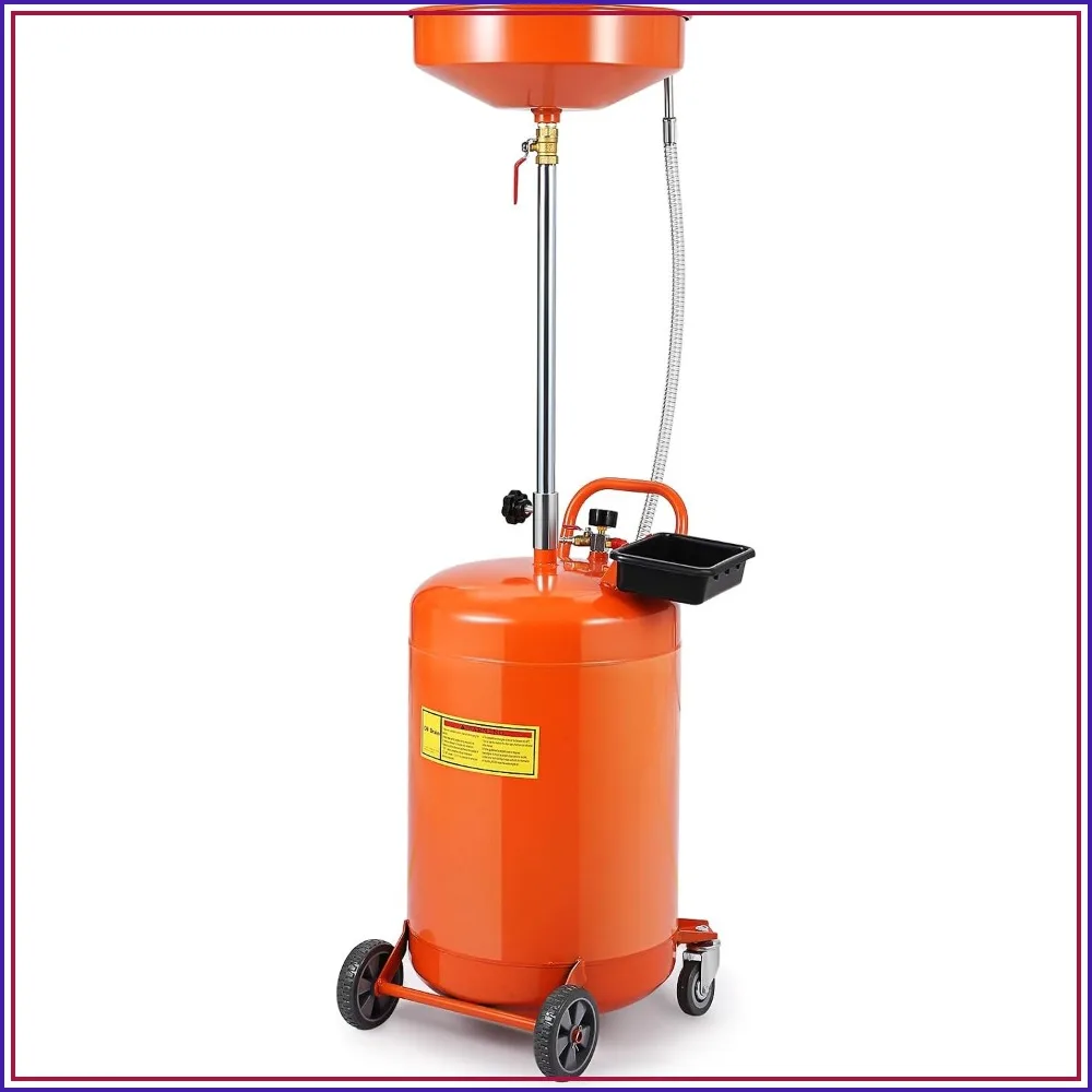 20 Gallon Oil Drain Tank, Portable Oil Drain Container with Adjustable Funnel Height 38"-65", Air Operated Drainage Fluid Fuel Transfer Drainage with 360° Wheels & Toolbox
20 Gallon Oil Drain Tank, Portable Oil Drain Container with Adjustable Funnel Height 38"-65", Air Operated Drainage Fluid Fuel Transfer Drainage with 360° Wheels & Toolbox
