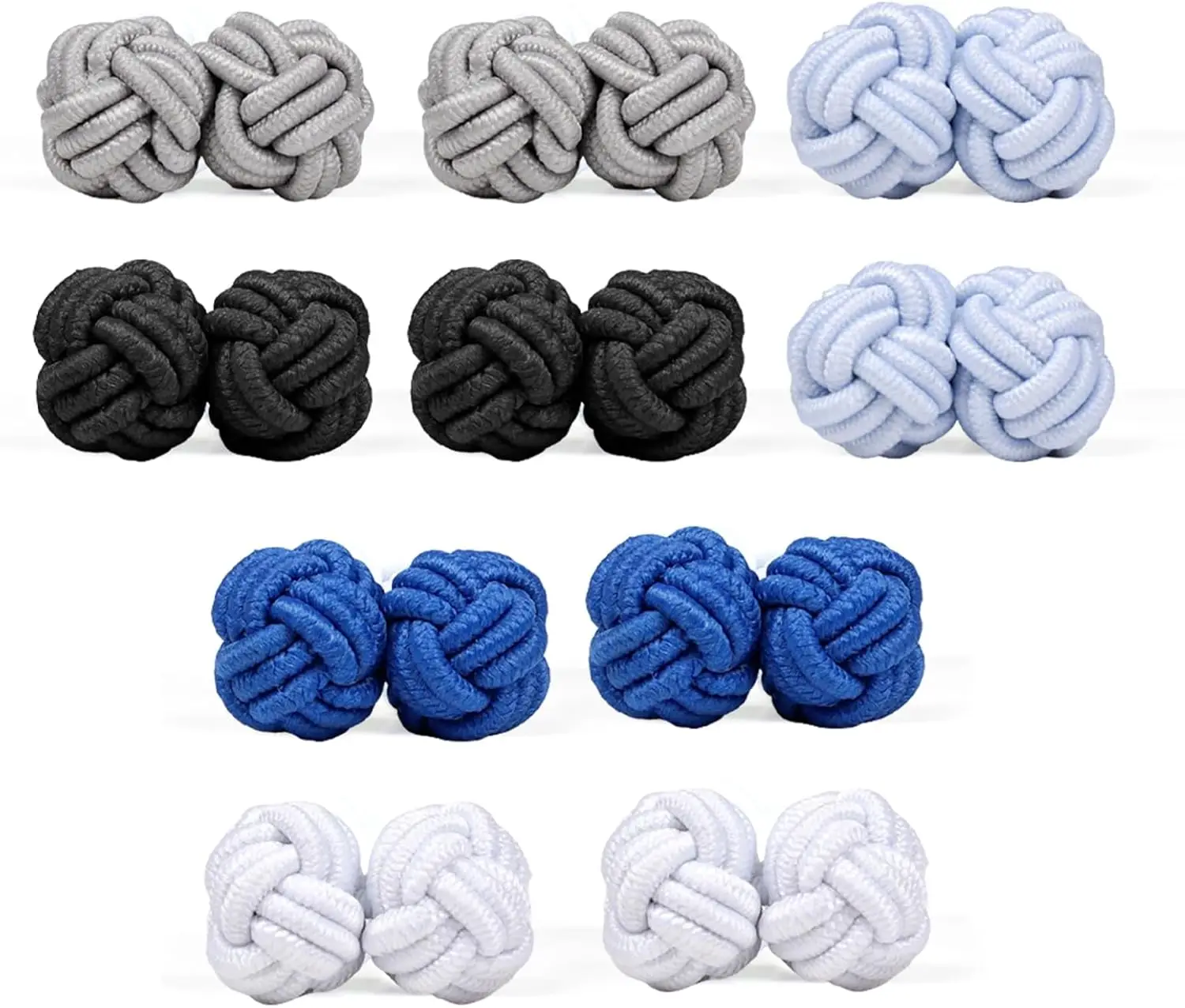 5 Pairs Silk Knot Cufflinks Set - Functional Dress Shirt Accessory for Men Women
5 Pairs Silk Knot Cufflinks Set - Functional Dress Shirt Accessory for Men Women