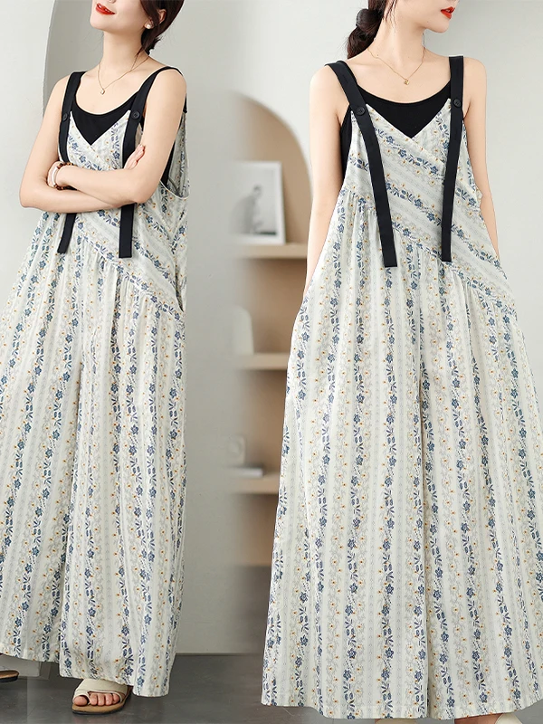 Casual Loose Wide Leg Jumpsuit Women's Summer Vintage Slimming V-Neck Bib Overalls Thin Elegant Commute Style Natural Waist
Casual Loose Wide Leg Jumpsuit Women's Summer Vintage Slimming V-Neck Bib Overalls Thin Elegant Commute Style Natural Waist