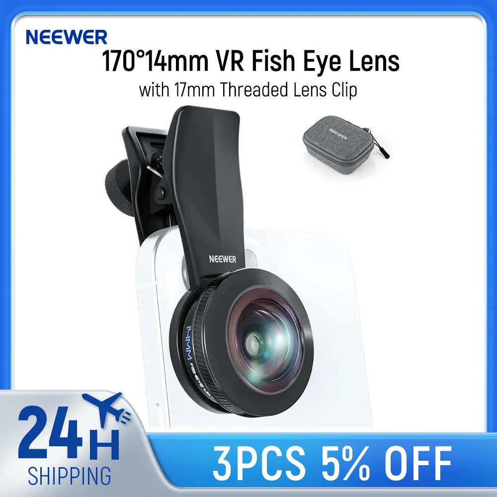 NEEWER 170 ° Объектив «рыбий глаз» 14 мм VR с резьбовым зажимом 17 мм, панорамный вид «рыбий глаз» для iPhone 16 Pro Max Android S25 Ultra
NEEWER 170 ° Объектив «рыбий глаз» 14 мм VR с резьбовым зажимом 17 мм, панорамный вид «рыбий глаз» для iPhone 16 Pro Max Android S25 Ultra