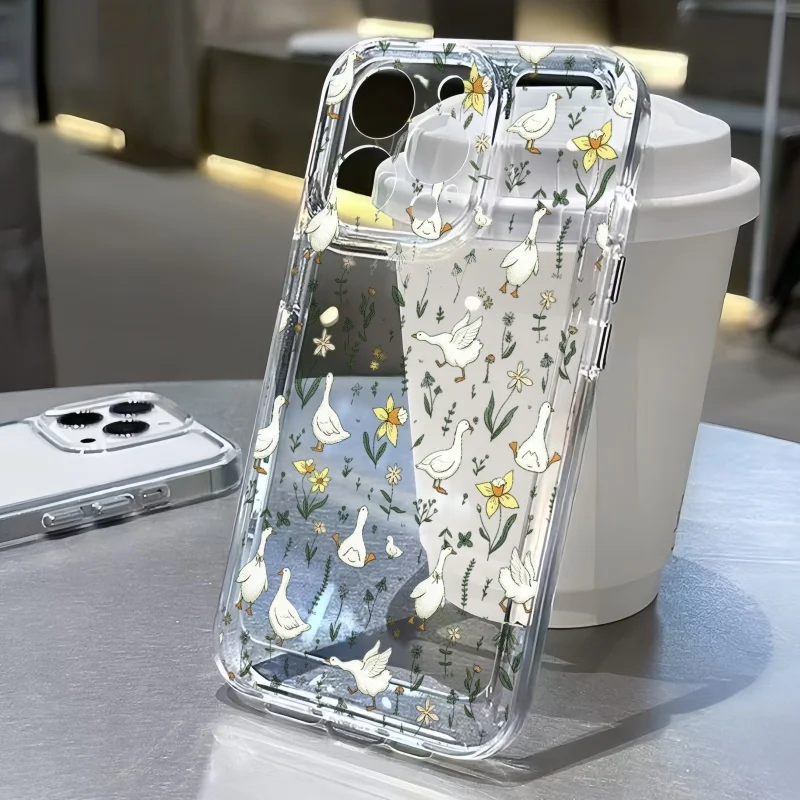 Cartoon Illustration White Goose And Flower Pattern Stylish Phone Case For iPhone 17 16 15 14 13 12 11 Pro Max Plus Soft Cover
Cartoon Illustration White Goose And Flower Pattern Stylish Phone Case For iPhone 17 16 15 14 13 12 11 Pro Max Plus Soft Cover