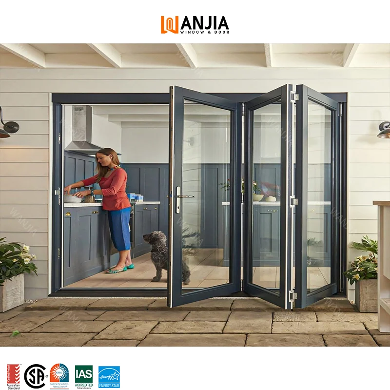 Custom WANJIA Exterior Waterproof Heat Insulation Bi Fold Door Accordion Folding Glass Door Aluminum Patio Bifold Doors
Custom WANJIA Exterior Waterproof Heat Insulation Bi Fold Door Accordion Folding Glass Door Aluminum Patio Bifold Doors