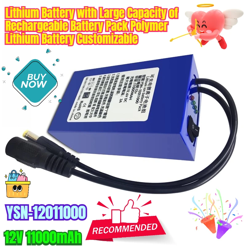 12V 11000mAh Lithium Battery with Large Capacity of Rechargeable Battery Pack Polymer Lithium Battery
12V 11000mAh Lithium Battery with Large Capacity of Rechargeable Battery Pack Polymer Lithium Battery