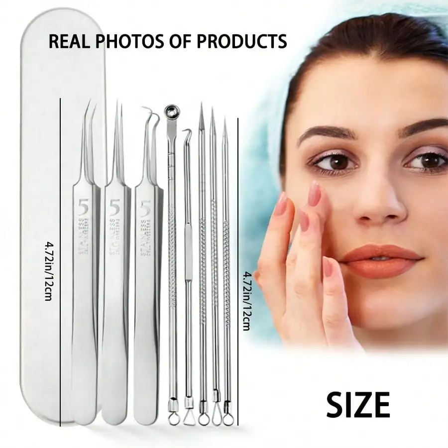 7pcs Acne Needle Kit Portable With Storage Box, Fashionable Professional High Precision Stainless Steel Acne Needle Set, Recommended By Beauty Salon Professionals, Suitable For Oily/Dry/Sensitive Skin, Dual-Head Acne Needle With Fine Needle + Pressure Rin
7pcs Acne Needle Kit Portable With Storage Box, Fashionable Professional High Precision Stainless Steel Acne Needle Set, Recommended By Beauty Salon Professionals, Suitable For Oily/Dry/Sensitive Skin, Dual-Head Acne Needle With Fine Needle + Pressure Rin