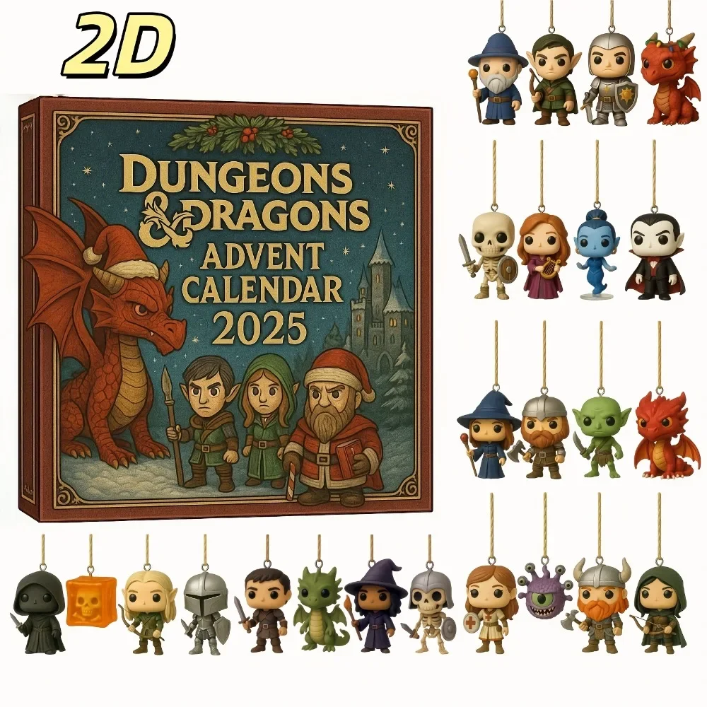 Dungeons and Dragons Advent Calendar,24 Days Countdown Calendar with 2D Flat Acrylic DND characters Christmas Tree Pendant 
Dungeons and Dragons Advent Calendar,24 Days Countdown Calendar with 2D Flat Acrylic DND characters Christmas Tree Pendant