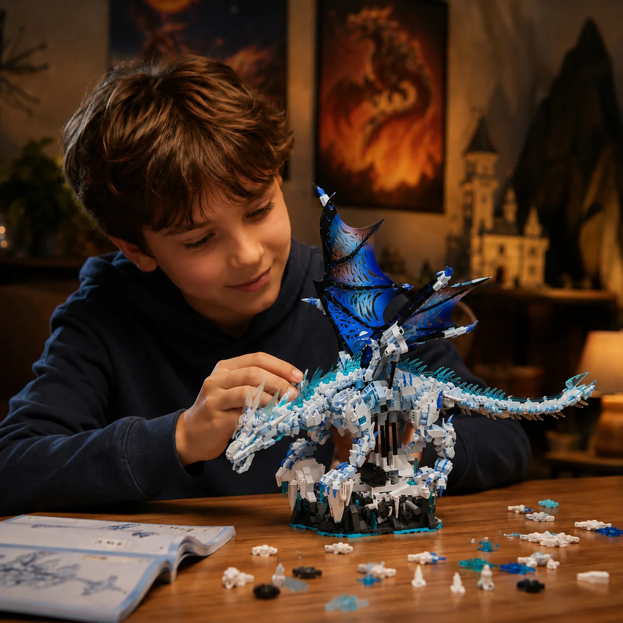 1646pcs Creative Mythical Dragon Building Blocks Ice Dragon Flying Dragon Model Kit DIY Assembly Bricks Kids Birthday Gift
1646pcs Creative Mythical Dragon Building Blocks Ice Dragon Flying Dragon Model Kit DIY Assembly Bricks Kids Birthday Gift