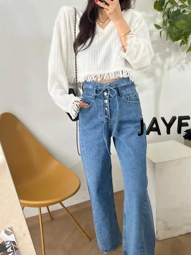 Ele Commuter High Waist Wide Leg Jeans Women's Unique Design Asymmetrical Slimming Cut Long Pants Straight Leg Jeans
Ele Commuter High Waist Wide Leg Jeans Women's Unique Design Asymmetrical Slimming Cut Long Pants Straight Leg Jeans