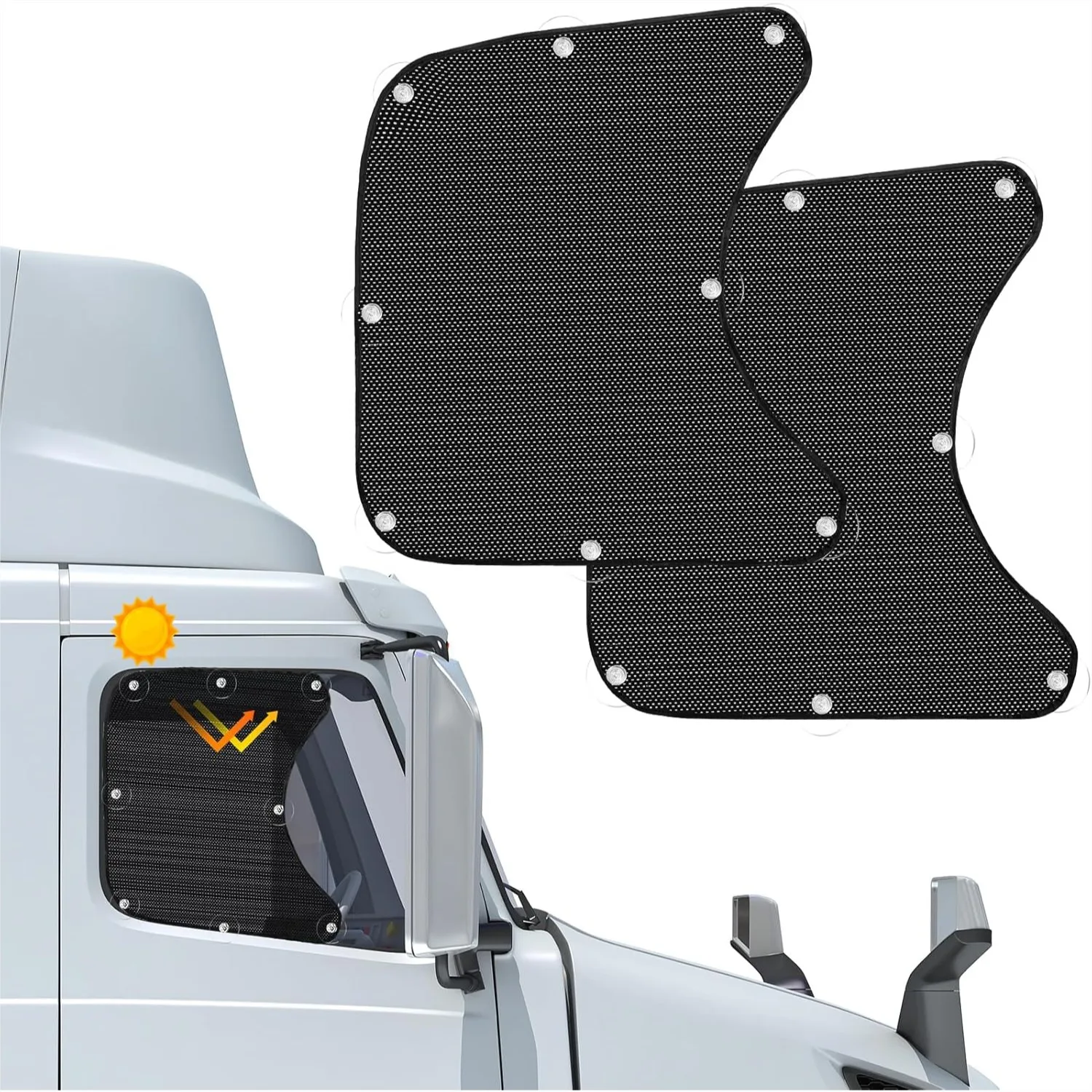 2PCS Semi-Truck Side Window Sunshades 23.6x21.6in Mesh UV Blocking for Privacy and Cool Cab
2PCS Semi-Truck Side Window Sunshades 23.6x21.6in Mesh UV Blocking for Privacy and Cool Cab