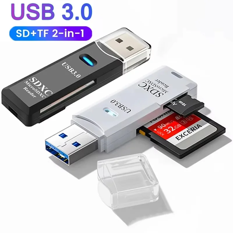 2-In-1 Multi Functional USB Card Reader SD TF Memory Card Reader USB Flash Drive Card Reader Adapter For PC Laptops Accessories