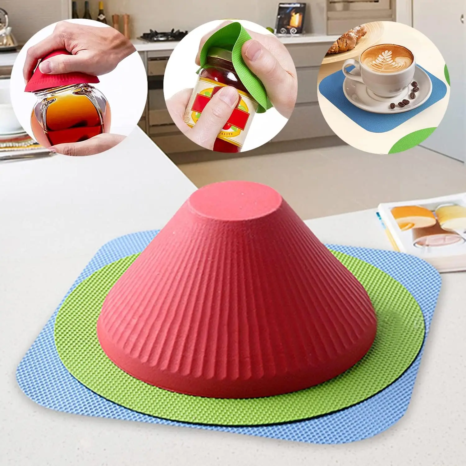 Rubber can opener Gripper Pad multifunctional kitchen coaster easy handle for opening jars and bottle lids
Rubber can opener Gripper Pad multifunctional kitchen coaster easy handle for opening jars and bottle lids