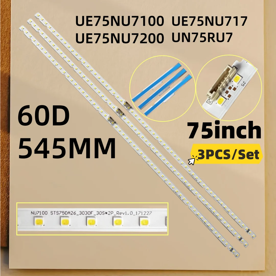 75-дюймовая LED лента подсветки, совместима с телевизорами UN75NU710DF/UN75NU6900F, артикулы: BN96-46078A/BN61-15487A, модель: STS750A26-3030F-30S*2P-Rev1.0-171227, для серии NU7100
75-дюймовая LED лента подсветки, совместима с телевизорами UN75NU710DF/UN75NU6900F, артикулы: BN96-46078A/BN61-15487A, модель: STS750A26-3030F-30S*2P-Rev1.0-171227, для серии NU7100