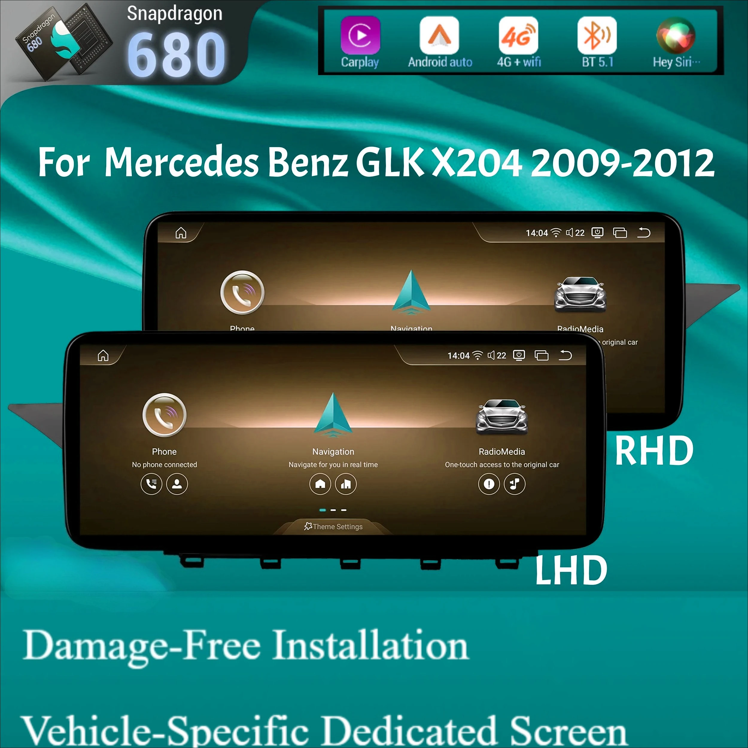 For Mercedes Benz GLK X204 2009-2012 Car Radio NTG 4.0 System Android 14 Wireless Bluetooth Carplay Snapdragon 680 Touch Screen
For Mercedes Benz GLK X204 2009-2012 Car Radio NTG 4.0 System Android 14 Wireless Bluetooth Carplay Snapdragon 680 Touch Screen