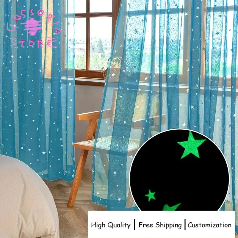 Sample Custom Star Pattern Glow in Dark Luminous Curtains for Kids Bedroom Living Dining Room Sheer Window Night Light Decor
Sample Custom Star Pattern Glow in Dark Luminous Curtains for Kids Bedroom Living Dining Room Sheer Window Night Light Decor