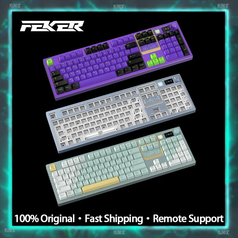 FEKER G108 Customized Mechanical Keyboard BT 2.4G Wireless 8000mAh Battery CNC Aluminum Shell LED TFT Dual Screen Control Knob
FEKER G108 Customized Mechanical Keyboard BT 2.4G Wireless 8000mAh Battery CNC Aluminum Shell LED TFT Dual Screen Control Knob