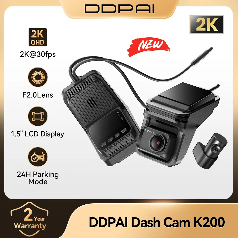 New DDPAI Dash Cam K200 2K+1080P Dual-Channel 1.5'' LCD Display Support 24H Parking Mode WIFI ADAS Car Recorder
New DDPAI Dash Cam K200 2K+1080P Dual-Channel 1.5'' LCD Display Support 24H Parking Mode WIFI ADAS Car Recorder