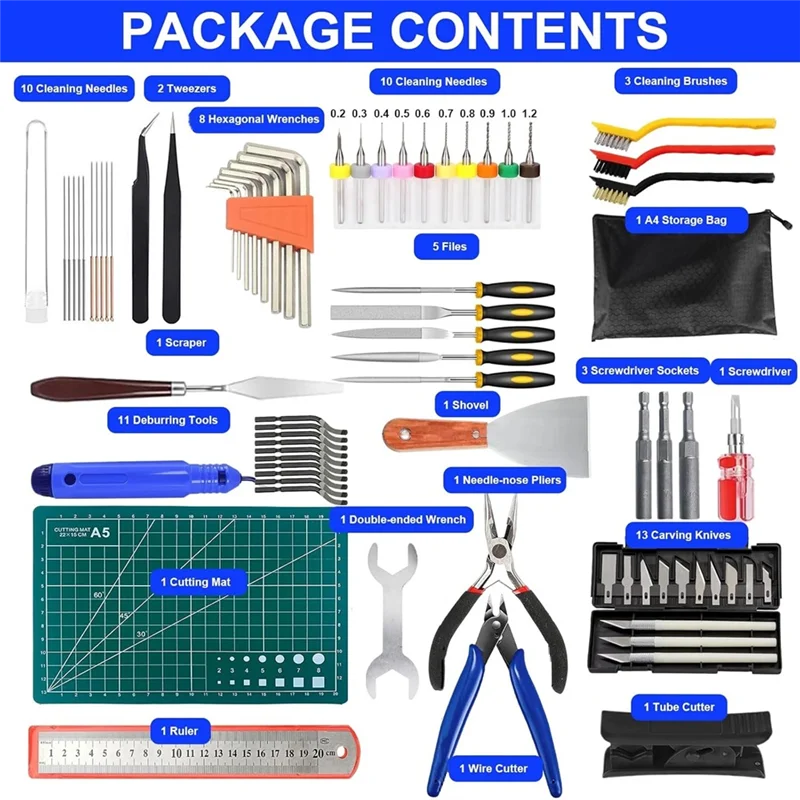 A39I-3D Printer Tool Kit, 3D Printer Accessories Includes Deburring Tool, Removal Tools, Tube Cutter, Ruler, Cutting Mat Sets
A39I-3D Printer Tool Kit, 3D Printer Accessories Includes Deburring Tool, Removal Tools, Tube Cutter, Ruler, Cutting Mat Sets
