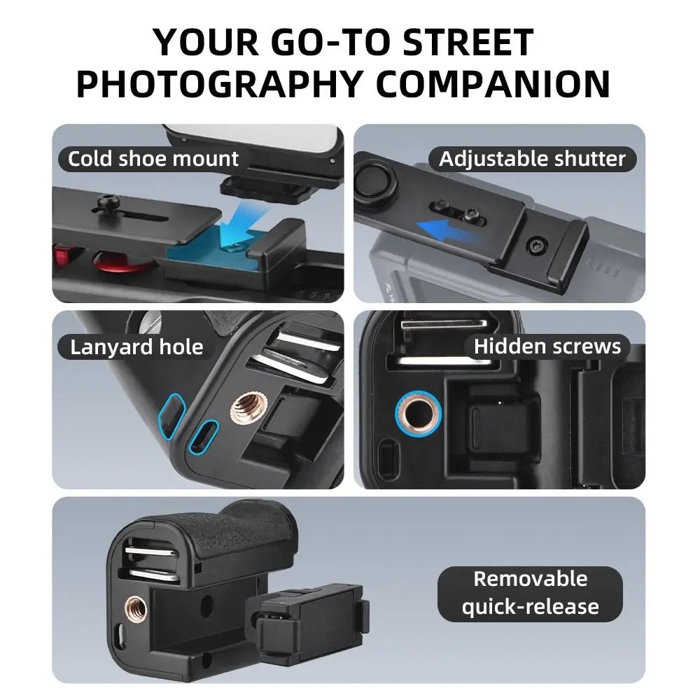 Quick Release Xplorer Grip Kit Handle Adjustable Shutter Button Plastic Street Grip Holder for DJI Osmo Action 5 Pro/4/3
Quick Release Xplorer Grip Kit Handle Adjustable Shutter Button Plastic Street Grip Holder for DJI Osmo Action 5 Pro/4/3