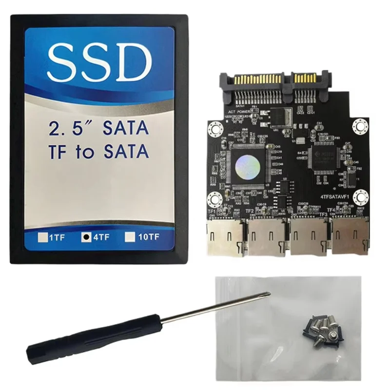 L52A-4-портовый адаптер SD-SATA 2,5-дюймовый адаптер SD/TF-SATA Самодельный твердотельный накопитель Стабильная передача 
L52A-4-портовый адаптер SD-SATA 2,5-дюймовый адаптер SD/TF-SATA Самодельный твердотельный накопитель Стабильная передача
